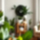 Elegant wooden plant stand showcasing a variety of houseplants