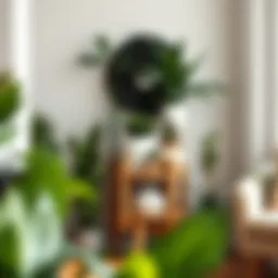 Elegant wooden plant stand showcasing a variety of houseplants