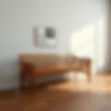 Elegant wooden bench showcasing various dimensions