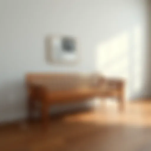 Elegant wooden bench showcasing various dimensions