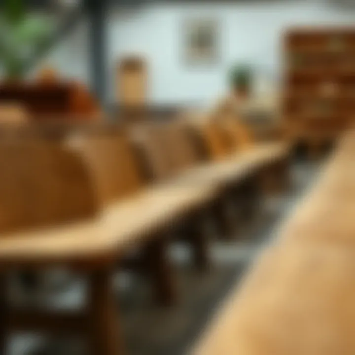 Stylish Arrangement of Varied Wooden Benches Variety of wooden benches arranged in a stylish setting