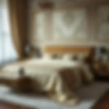 Elegant Bedspread in a Stylish Bedroom Elegant bedspread enhancing bedroom aesthetics