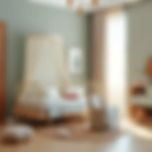 Elegant Nursery Design with Park Bed Stylish nursery corner featuring a bedside park bed