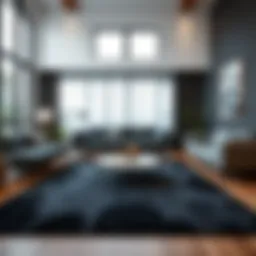 Stylish anthracite living room rug on a modern floor