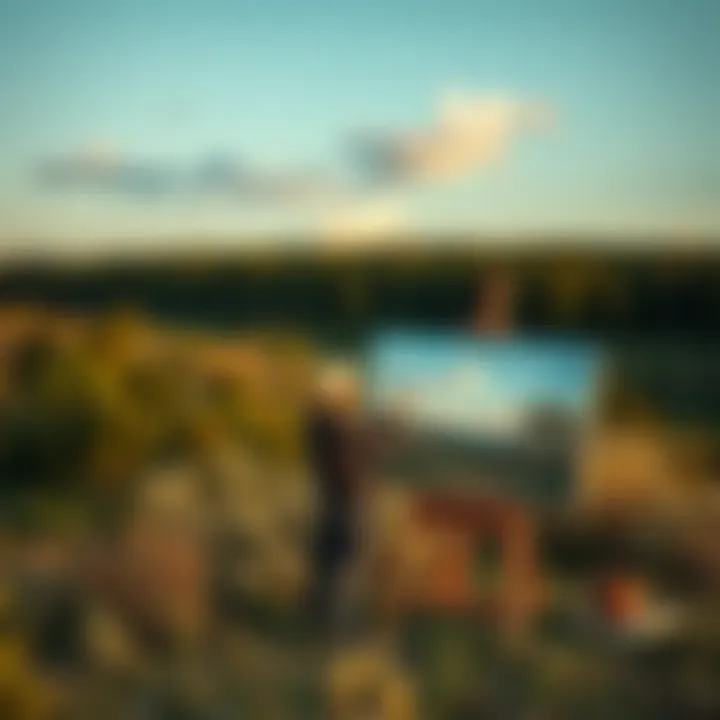 Passionate Outdoor Landscape Painting An artist passionately painting a landscape outdoors in nature