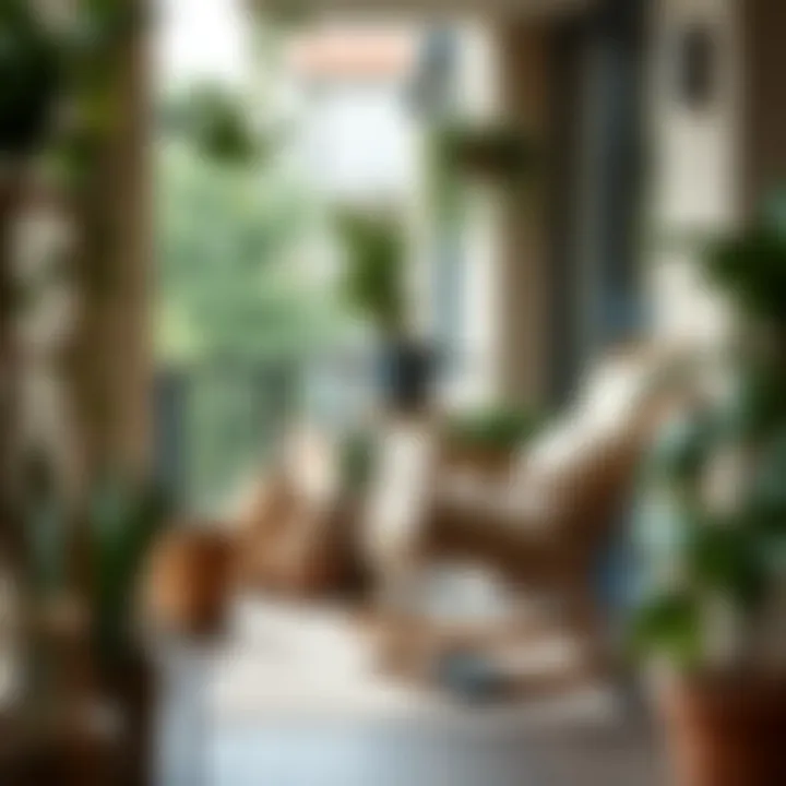 Cozy Balcony Ambiance Cozy balcony setting with a rocking chair and decorative plants