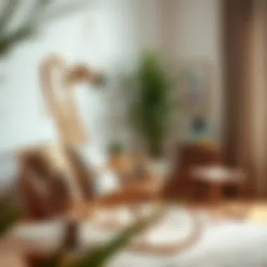 Cozy living space featuring bamboo rocking chair