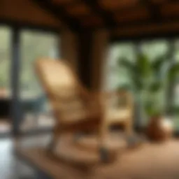 Elegant bamboo rocking chair adorned with natural textures