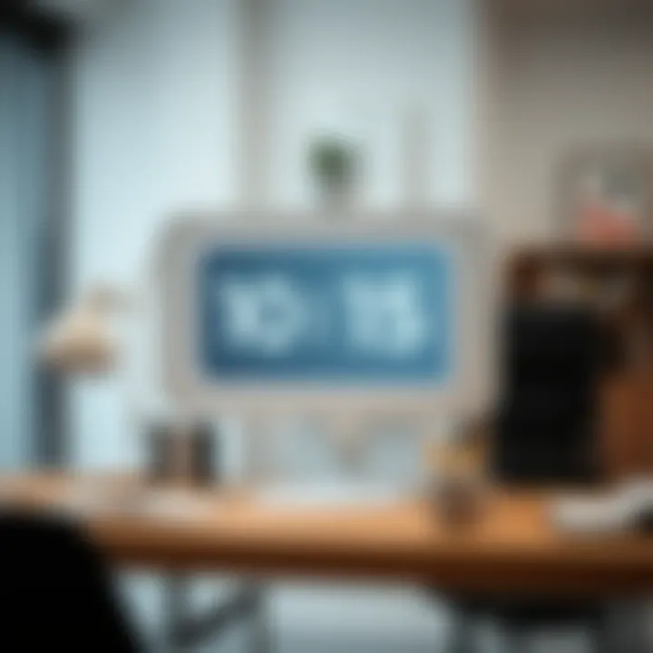 White Digital Clock in a Modern Workspace White digital clock integrated into a modern workspace, enhancing productivity and style