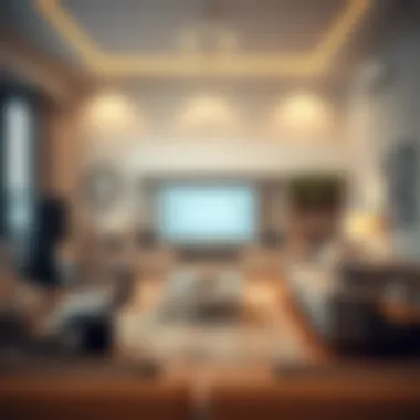 Modern Living Room with White Digital Clock Sleek white digital clock showcasing modern design in a stylish living room setting
