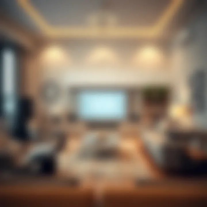 Modern Living Room with White Digital Clock Sleek white digital clock showcasing modern design in a stylish living room setting