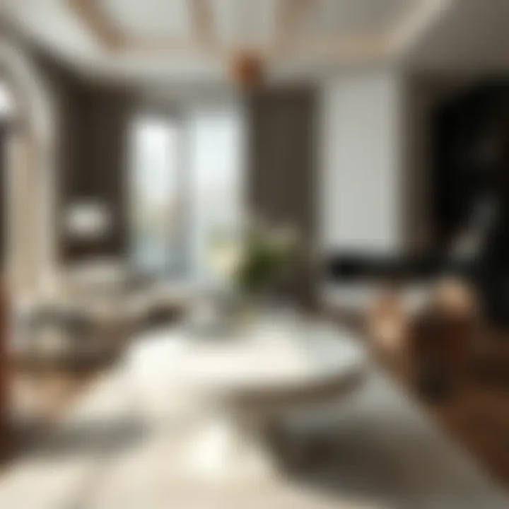 Chic Living Space with Marble Table A beautifully arranged living space featuring a white marble table.