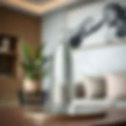 Elegant glass water bottle in a stylish interior setting