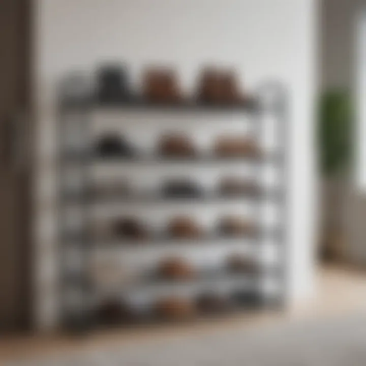 Stylish metal shoe rack showcasing modern design