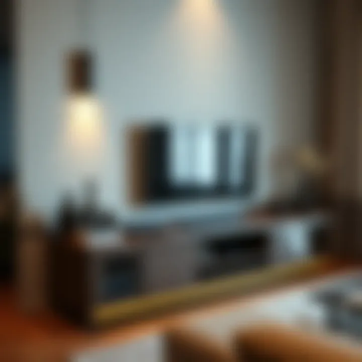 Chic Decorative Touches Chic TV unit with decorative accents and lighting