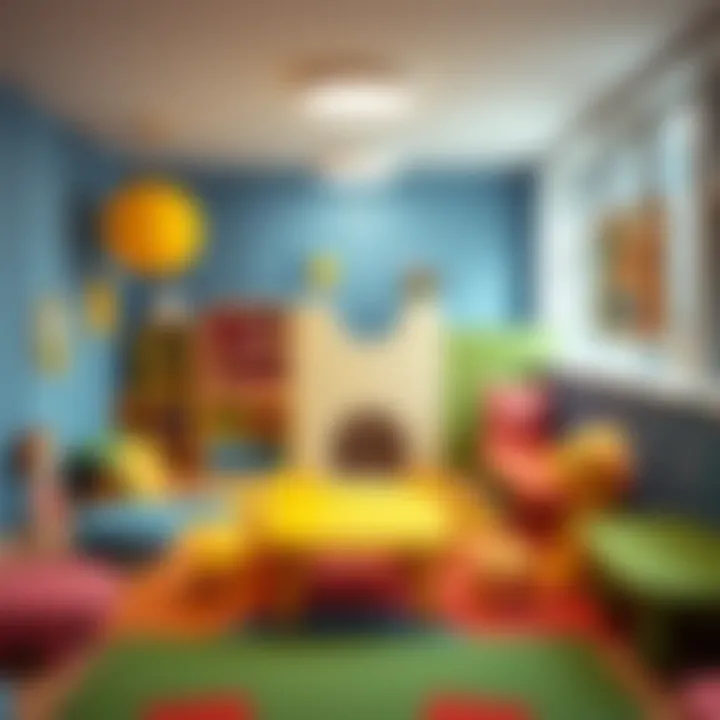 Colorful Children's Playroom with Seating Colorful children's playroom with seating