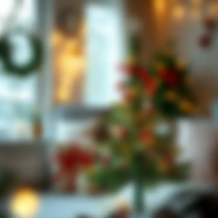 Decorated paper Christmas tree with lights and ribbons