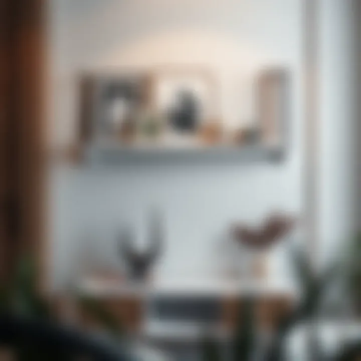 Minimalist Shelf with Art Minimalist shelf design showcasing decorative art pieces