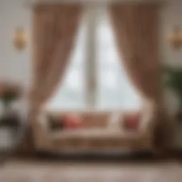 Elegant floral patterned curtain enhancing living room aesthetics