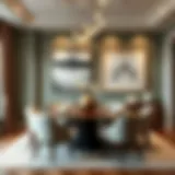 Elegant wall art in a dining room setting