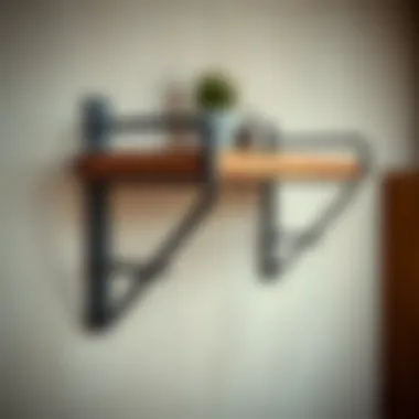 Industrial style wall shelf support made of metal