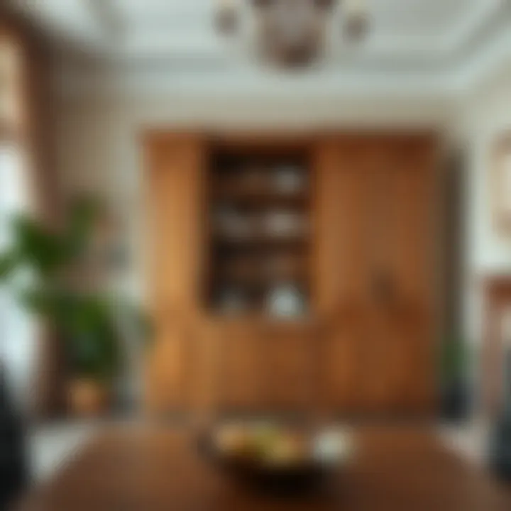 Elegant wooden pantry cabinet harmonizing with kitchen decor