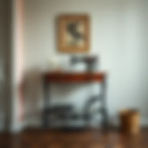 Vintage sewing machine transformed into a stylish console table