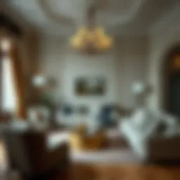 Luxurious living room with elegant textile decor