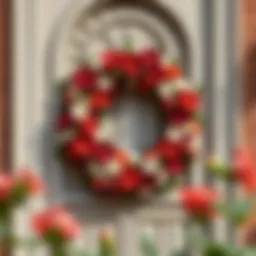 Elegant door wreath made of vibrant flowers