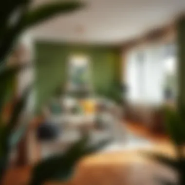 Cozy Living Space Embracing Green Decor Cozy living space with green wall and artwork