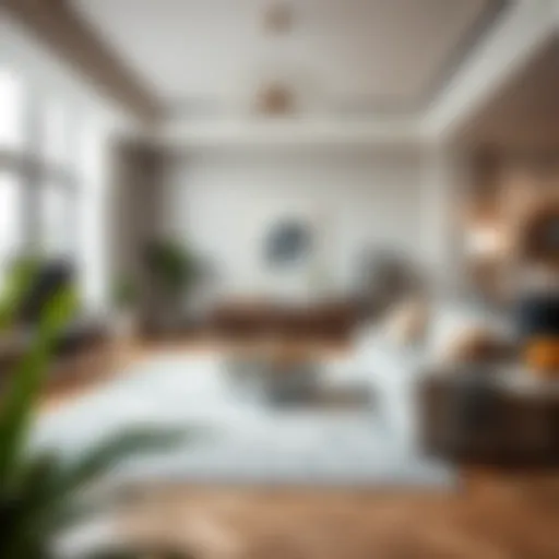 Elegant living room with a modern carpet design