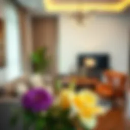 Elegant arrangement of live flowers in a modern interior setting