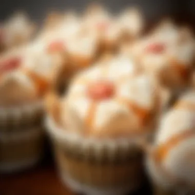Detailed Patterns in Cupcake Wrappers A close-up of intricate patterns on paper cupcake wrappers