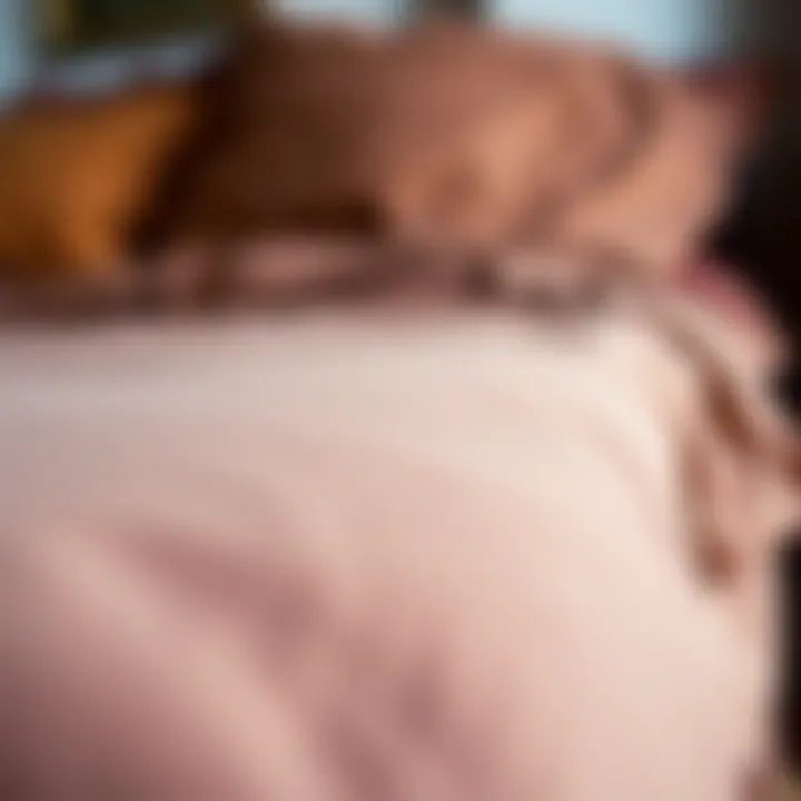 Close-up of a brown bedspread showcasing its texture and quality