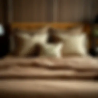 Stylish combination of brown bedspread with decorative pillows