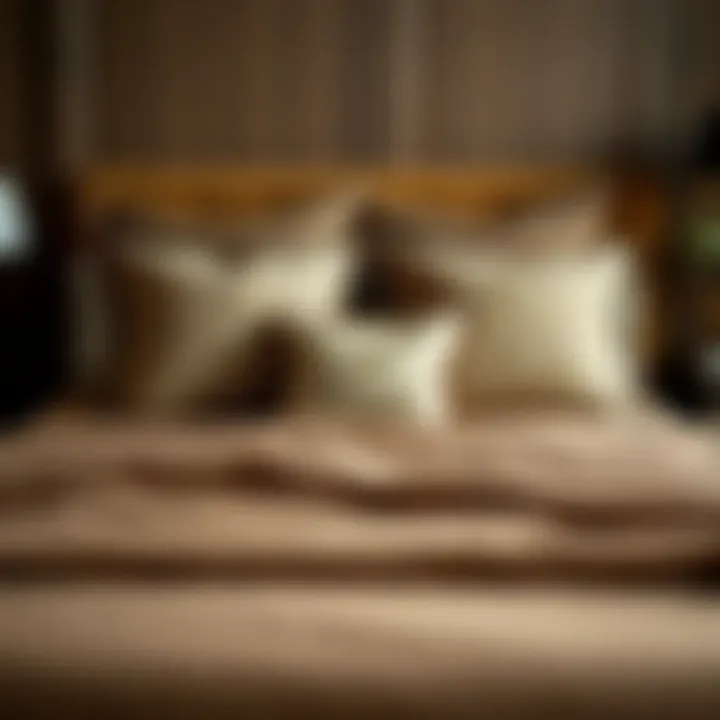 Stylish combination of brown bedspread with decorative pillows