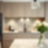 Elegant kitchen backsplash featuring natural stone.