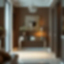 Elegant mirrored console table in a stylish corridor