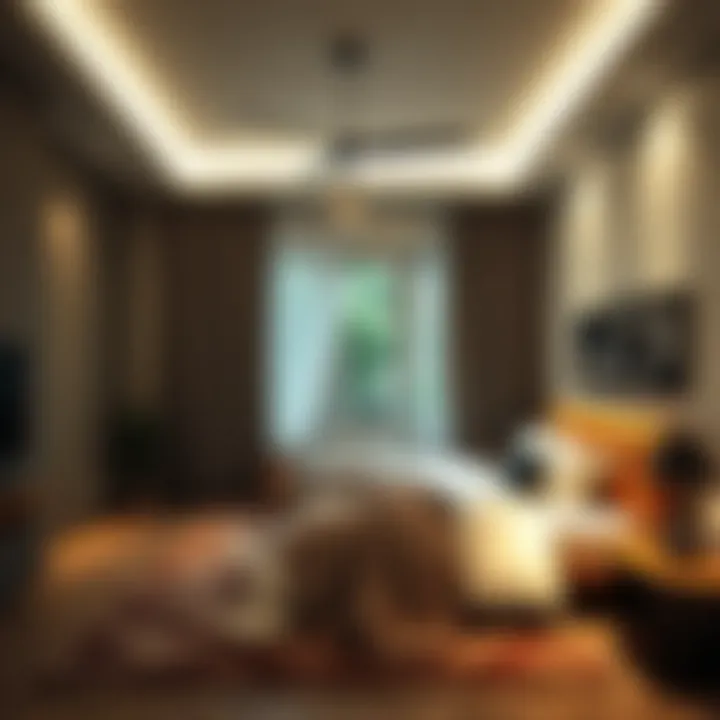 Enhancing Bedroom Ambiance with LED Lighting LED plafonyer in a cozy bedroom, enhancing the ambiance