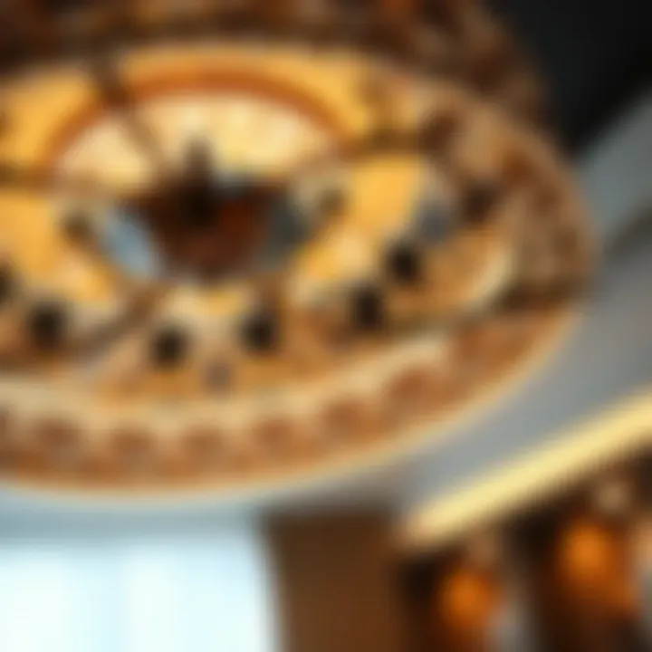 Detailed View of LED Chandelier Design Close-up of a stylish LED chandelier showcasing intricate design