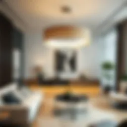 Modern LED ceiling lamp in a chic living room setting