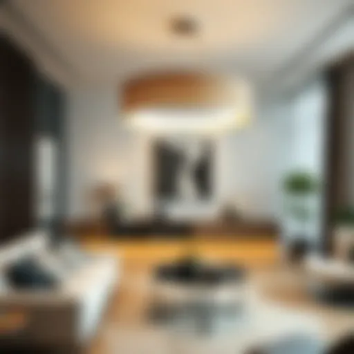 Modern LED ceiling lamp in a chic living room setting