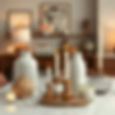 Chic Tabletop Aesthetics Elegant tabletop decorations featuring unique vases and candles