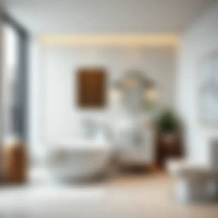 Modern Bathroom Decor Modern bathroom showcasing marble-themed decor