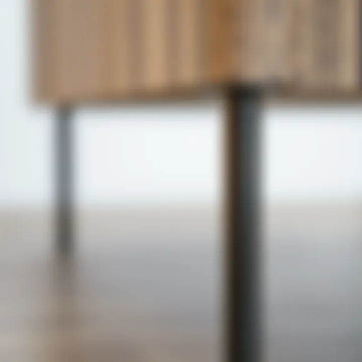 Durability and Finish of Metal Cabinet Legs Close-up of a metal cabinet leg showcasing its durability and finish