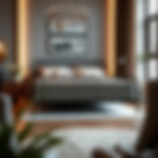 Elegant metal double bed design in a contemporary bedroom setting