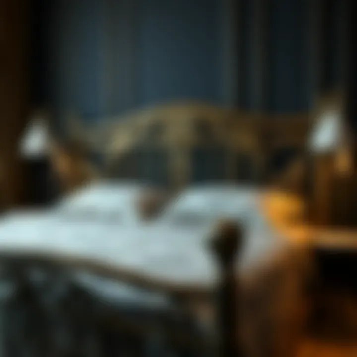 Intricate Metal Double Bed Patterns A stylish metal double bed featuring intricate patterns and textures
