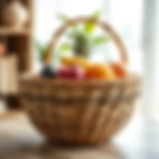 Elegant woven fruit basket showcasing a blend of natural fibers