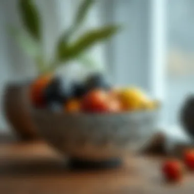 Modern Ceramic Fruit Bowl Modern ceramic fruit bowl with geometric patterns for a contemporary look