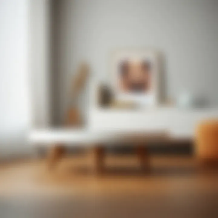Functional Beauty in Minimalism Functional small metal feet in a minimalist layout